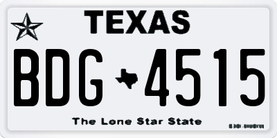 TX license plate BDG4515