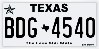 TX license plate BDG4540