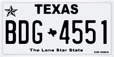TX license plate BDG4551