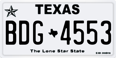 TX license plate BDG4553