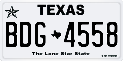 TX license plate BDG4558