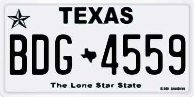 TX license plate BDG4559