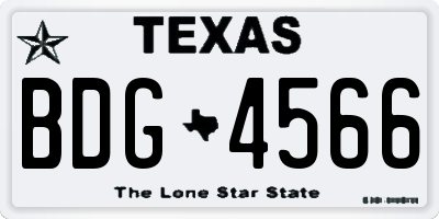 TX license plate BDG4566