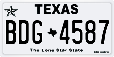 TX license plate BDG4587