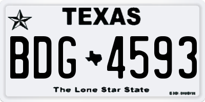 TX license plate BDG4593