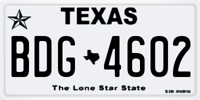 TX license plate BDG4602