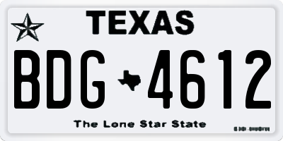 TX license plate BDG4612