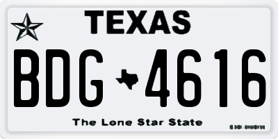 TX license plate BDG4616