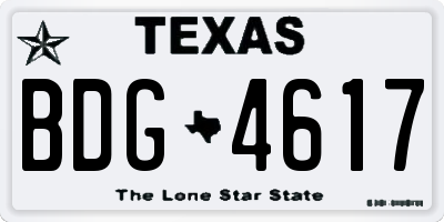 TX license plate BDG4617
