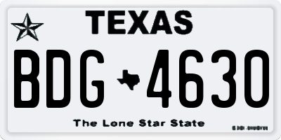 TX license plate BDG4630
