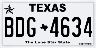TX license plate BDG4634