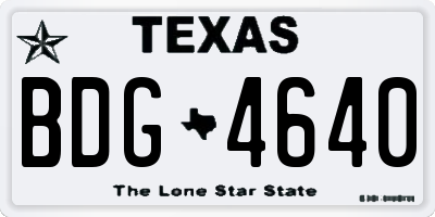 TX license plate BDG4640