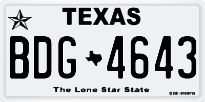 TX license plate BDG4643