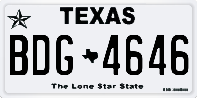 TX license plate BDG4646