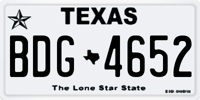 TX license plate BDG4652