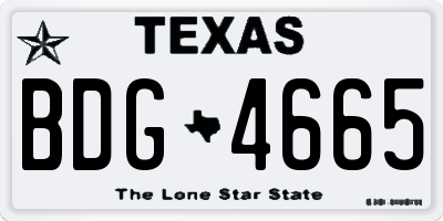 TX license plate BDG4665