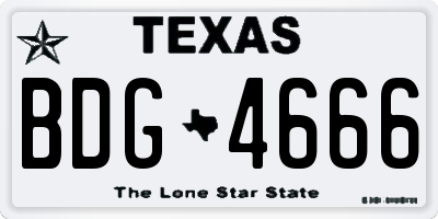 TX license plate BDG4666