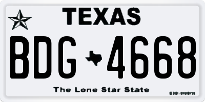 TX license plate BDG4668