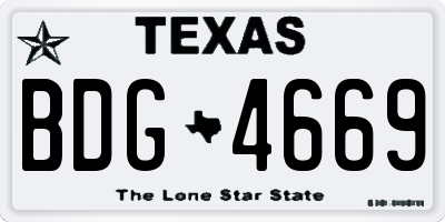 TX license plate BDG4669