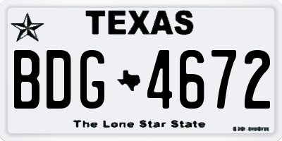TX license plate BDG4672
