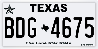 TX license plate BDG4675