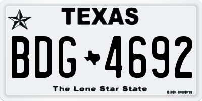 TX license plate BDG4692