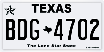 TX license plate BDG4702