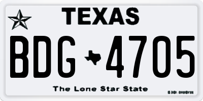 TX license plate BDG4705