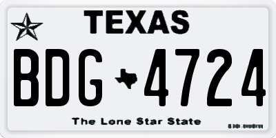 TX license plate BDG4724