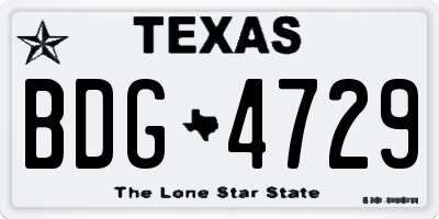 TX license plate BDG4729