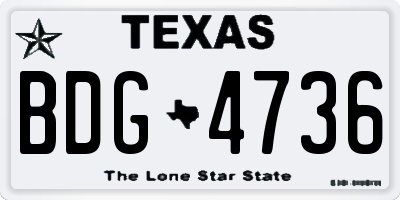 TX license plate BDG4736