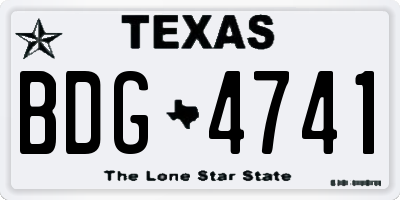 TX license plate BDG4741