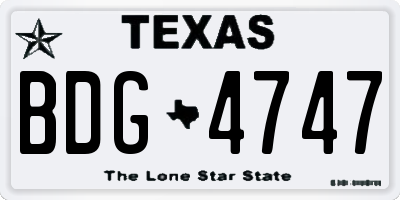 TX license plate BDG4747