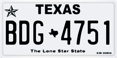 TX license plate BDG4751