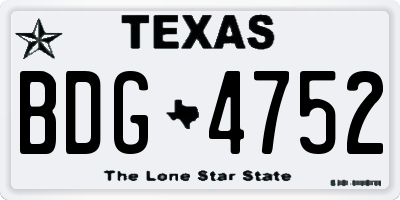 TX license plate BDG4752