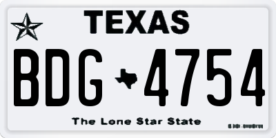 TX license plate BDG4754