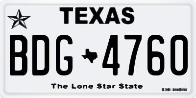 TX license plate BDG4760