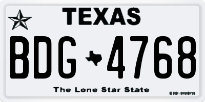 TX license plate BDG4768