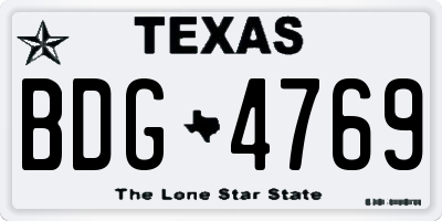 TX license plate BDG4769