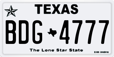 TX license plate BDG4777