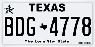 TX license plate BDG4778
