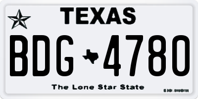 TX license plate BDG4780