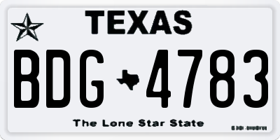TX license plate BDG4783