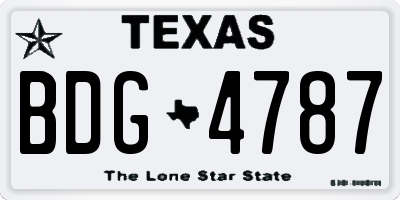 TX license plate BDG4787