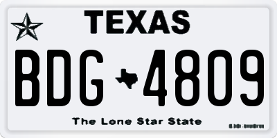 TX license plate BDG4809