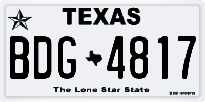 TX license plate BDG4817