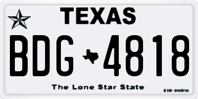 TX license plate BDG4818