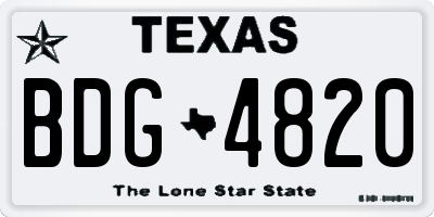 TX license plate BDG4820