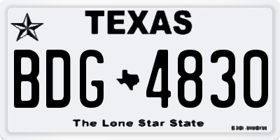 TX license plate BDG4830