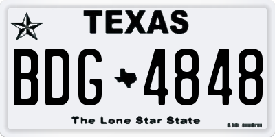 TX license plate BDG4848